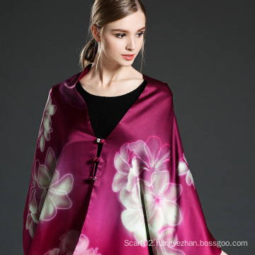 Double-Sided Printing Silk Scarf Shawl for Women